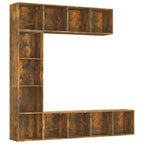 vidaXL 3-tlg. Bücherregal-/TV-Schrank-Set Räuchereiche 180x30x180 cm