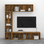 vidaXL 3-tlg. Bücherregal-/TV-Schrank-Set Räuchereiche 180x30x180 cm
