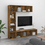vidaXL 3-tlg. Bücherregal-/TV-Schrank-Set Räuchereiche 180x30x180 cm