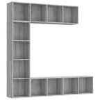 vidaXL 3-tlg. Bücherregal-/TV-Schrank-Set Grau Sonoma 180x30x180 cm