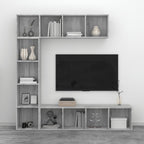 vidaXL 3-tlg. Bücherregal-/TV-Schrank-Set Grau Sonoma 180x30x180 cm