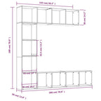 vidaXL 3-tlg. Bücherregal-/TV-Schrank-Set Grau Sonoma 180x30x180 cm