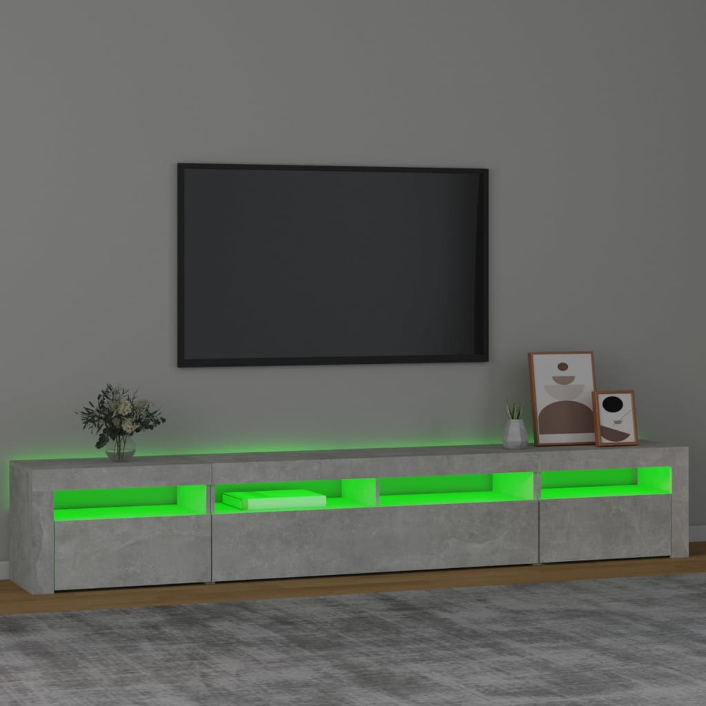 vidaXL TV-Schrank mit LED-Leuchten Betongrau 240x35x40 cm