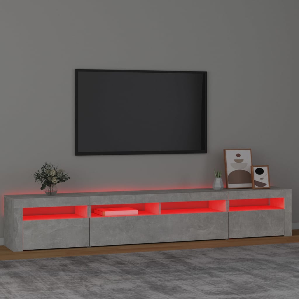 vidaXL TV-Schrank mit LED-Leuchten Betongrau 240x35x40 cm