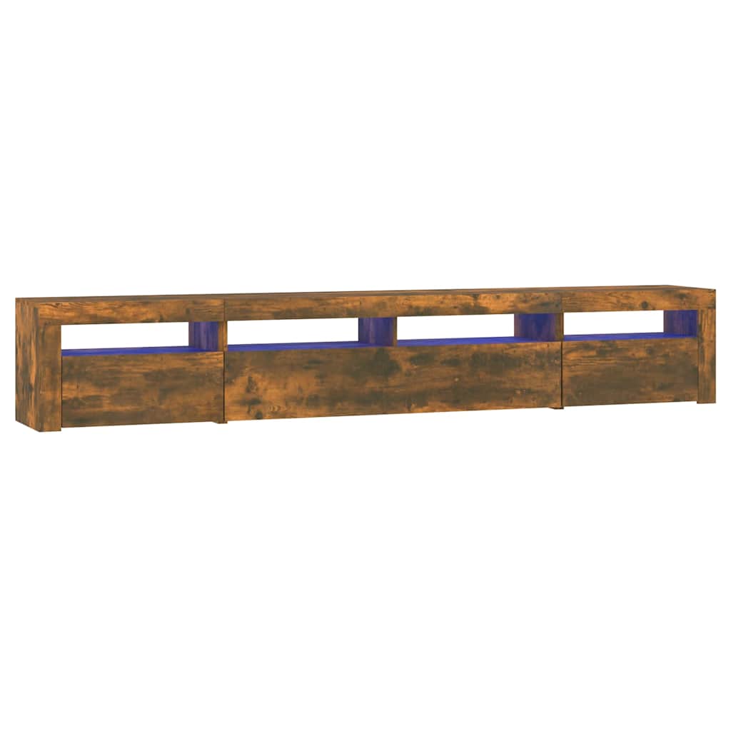 vidaXL TV-Schrank mit LED-Leuchten Räuchereiche 240x35x40 cm