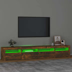 vidaXL TV-Schrank mit LED-Leuchten Räuchereiche 240x35x40 cm