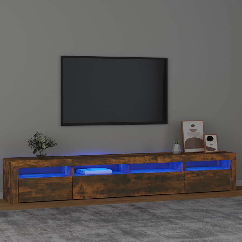 vidaXL TV-Schrank mit LED-Leuchten Räuchereiche 240x35x40 cm