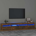 vidaXL TV-Schrank mit LED-Leuchten Räuchereiche 240x35x40 cm