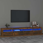 vidaXL TV-Schrank mit LED-Leuchten Räuchereiche 240x35x40 cm