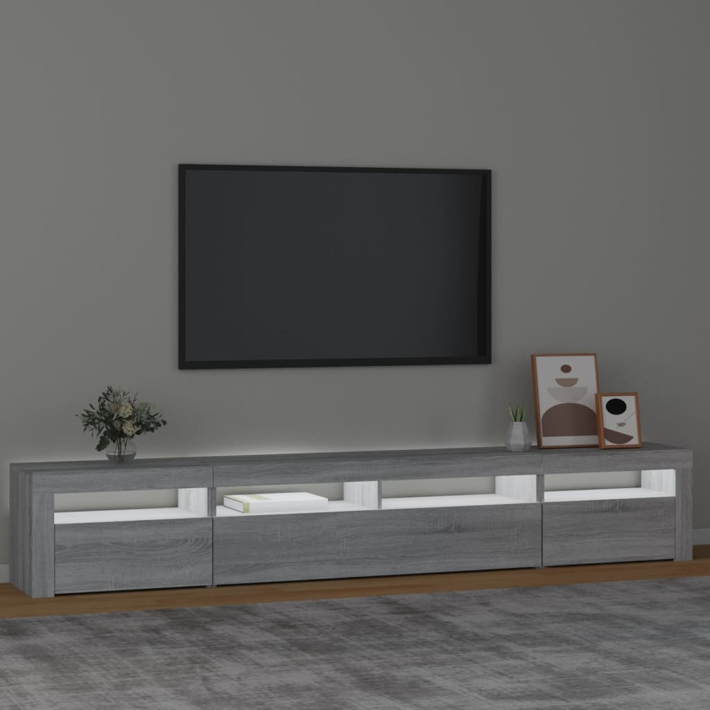 vidaXL TV-Schrank mit LED-Leuchten Grau Sonoma 240x35x40 cm