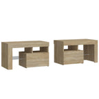 vidaXL Nachttische 2 Stk. mit LED-Leuchten Sonoma-Eiche 70x36,5x40 cm