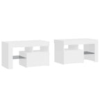 vidaXL Nachttische 2 Stk. mit LED-Leuchten Hochglanz-Weiß 70x36,5x40cm