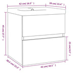 vidaXL Waschbeckenschrank mit Einbaubecken Räuchereiche Holzwerkstoff