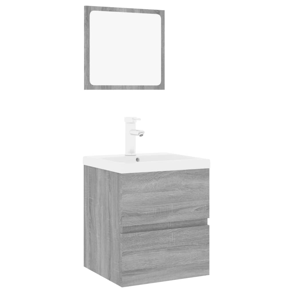 vidaXL Badmöbel-Set Grau Sonoma Holzwerkstoff