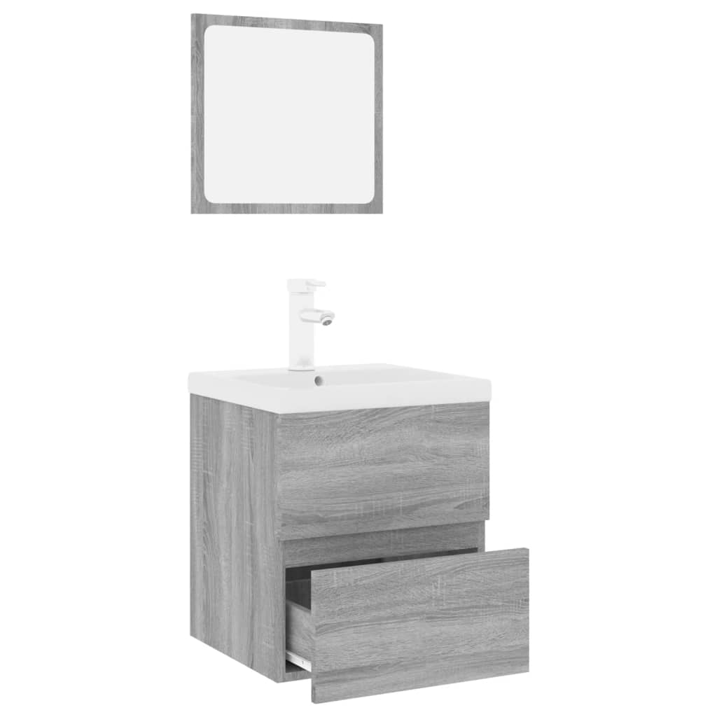vidaXL Badmöbel-Set Grau Sonoma Holzwerkstoff