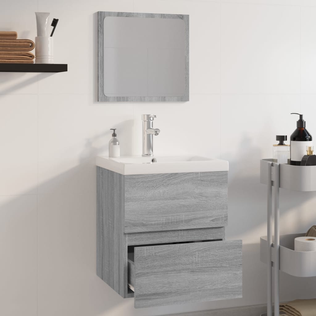 vidaXL Badmöbel-Set Grau Sonoma Holzwerkstoff