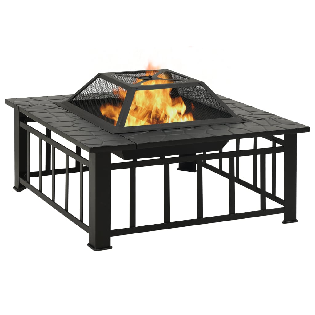 vidaXL Feuerkorb mit Schürhaken 79x79x46,5 cm XXL Stahl