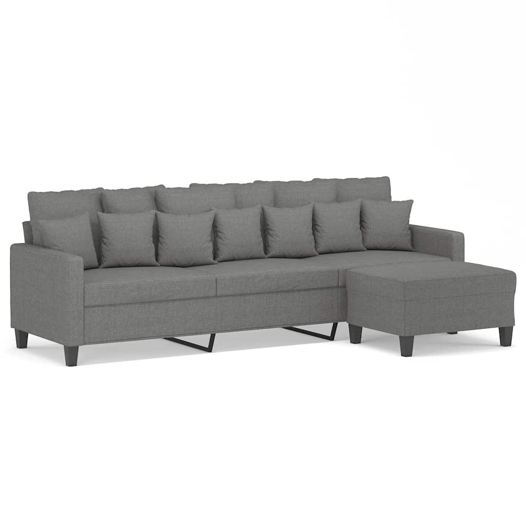 vidaXL 3-Sitzer-Sofa mit Hocker Dunkelgrau 210 cm Stoff