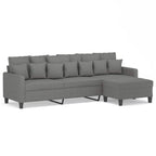 vidaXL 3-Sitzer-Sofa mit Hocker Dunkelgrau 210 cm Stoff