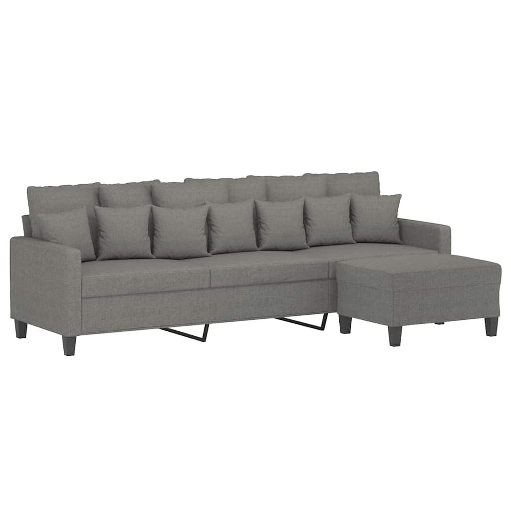 vidaXL 3-Sitzer-Sofa mit Hocker Dunkelgrau 210 cm Stoff