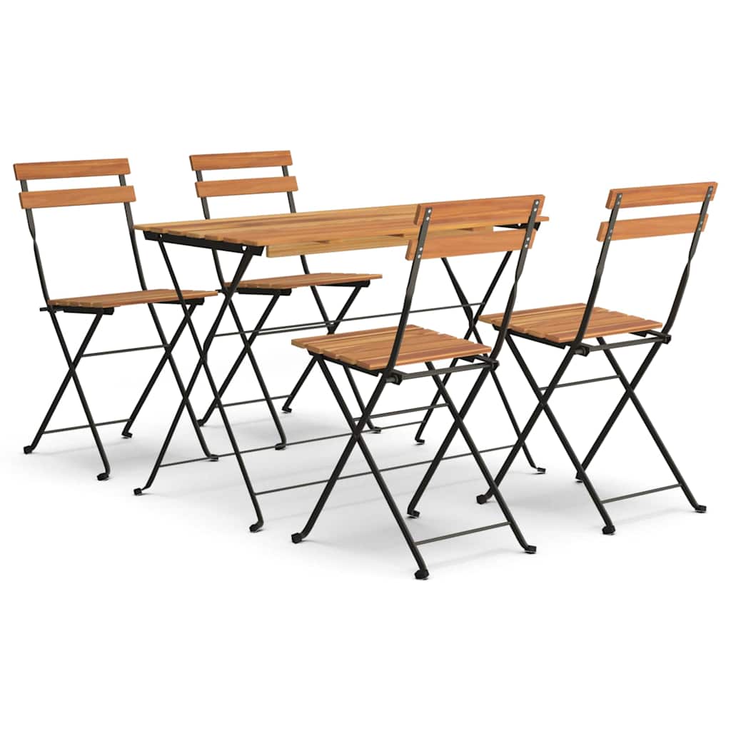 vidaXL 5-tlg. Bistro-Set Klappbar Massivholz Akazie und Stahl