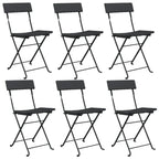 vidaXL Bistrostühle 6 Stk. Klappbar Schwarz Poly Rattan und Stahl