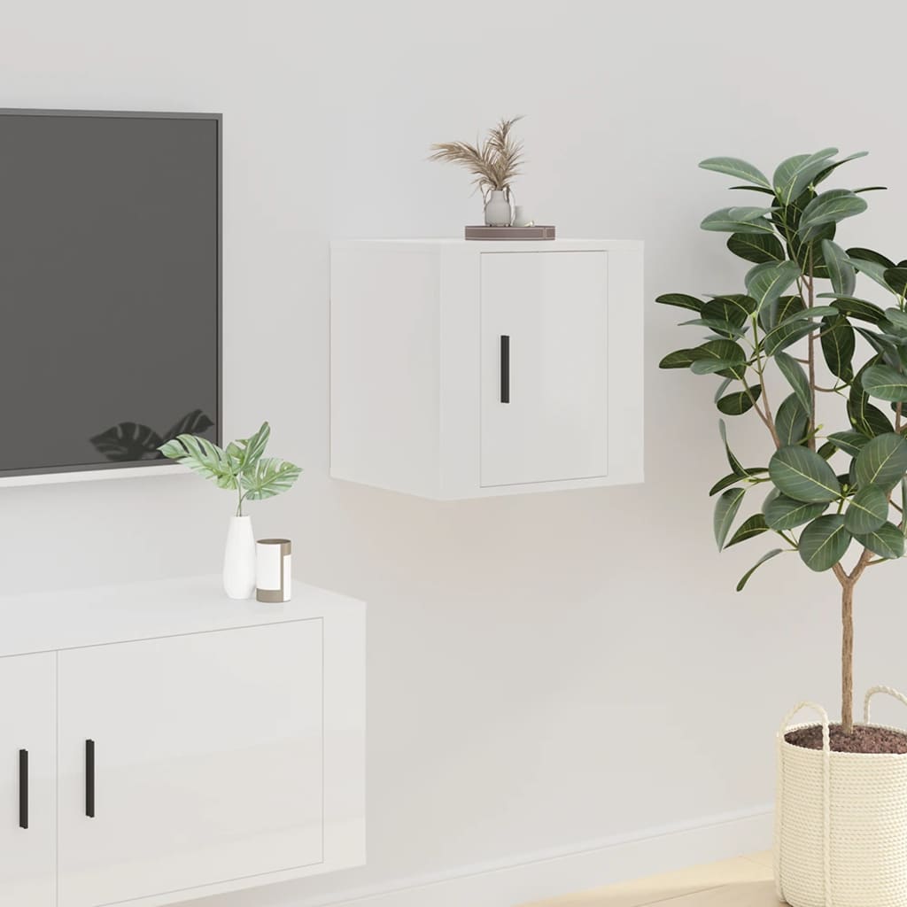 vidaXL TV-Wandschrank Hochglanz-Weiß 80x34,5x40 cm