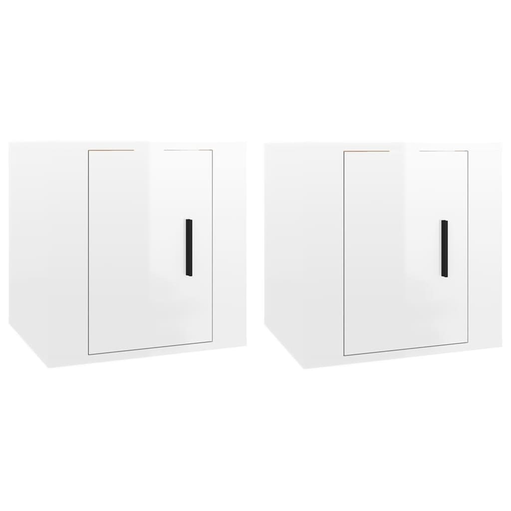 vidaXL TV-Wandschränke 2 Stk. Hochglanz-Weiß 40x34,5x40 cm