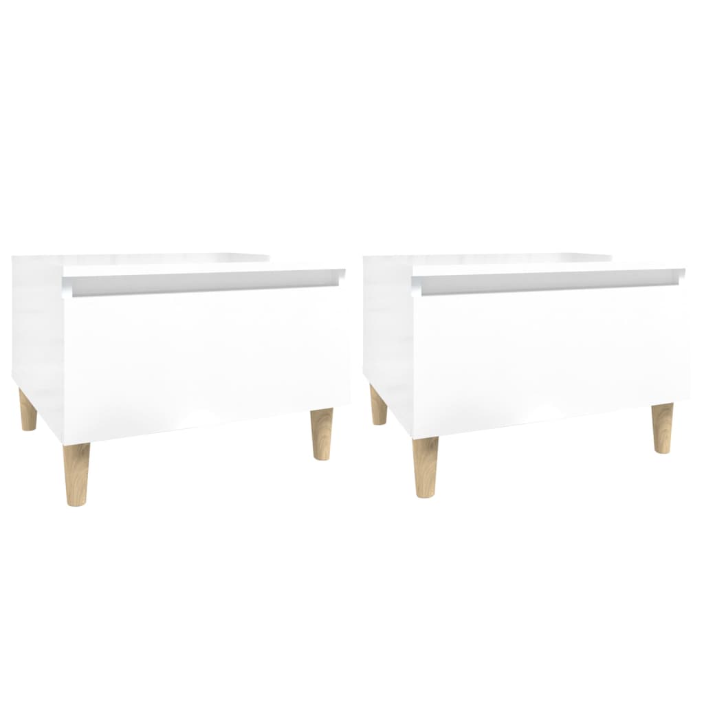 vidaXL Beistelltische 2 Stk. Hochglanz-Weiß 50x46x35 cm Holzwerkstoff