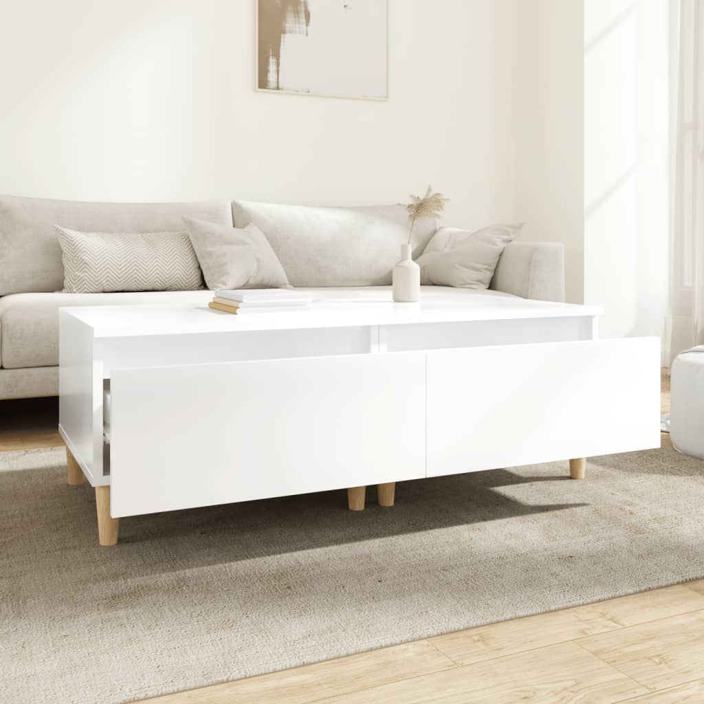 vidaXL Beistelltische 2 Stk. Hochglanz-Weiß 50x46x35 cm Holzwerkstoff