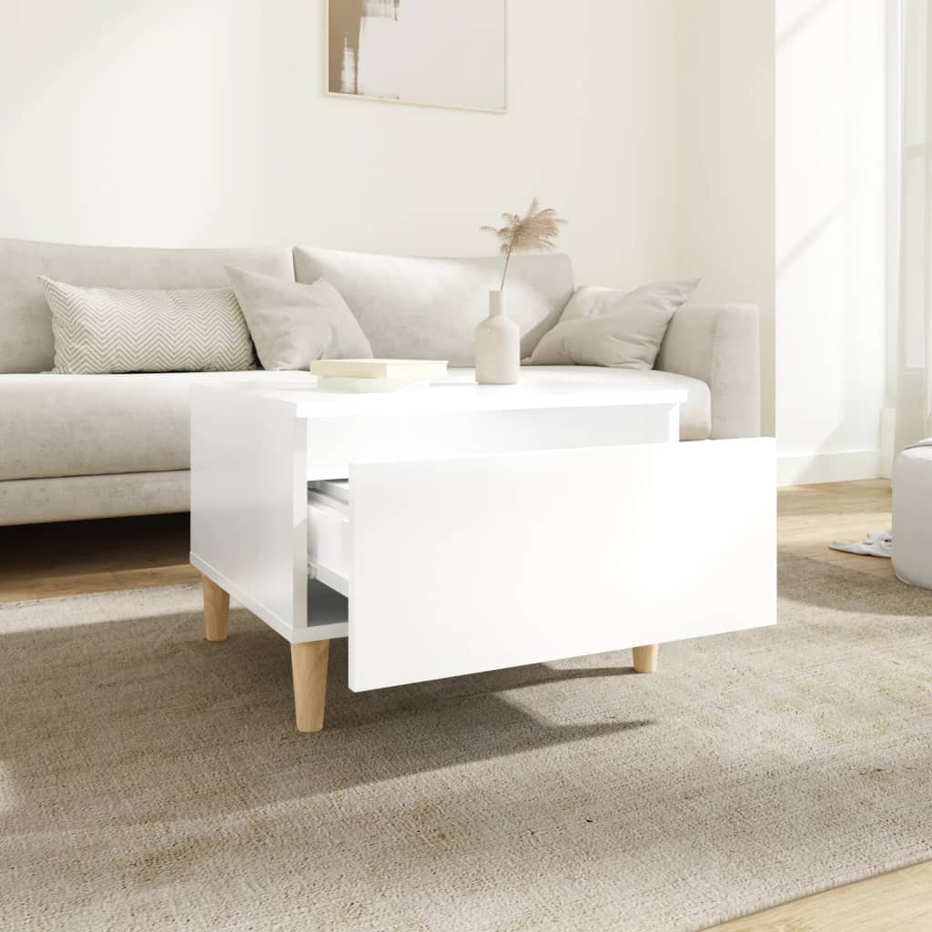 vidaXL Beistelltische 2 Stk. Hochglanz-Weiß 50x46x35 cm Holzwerkstoff