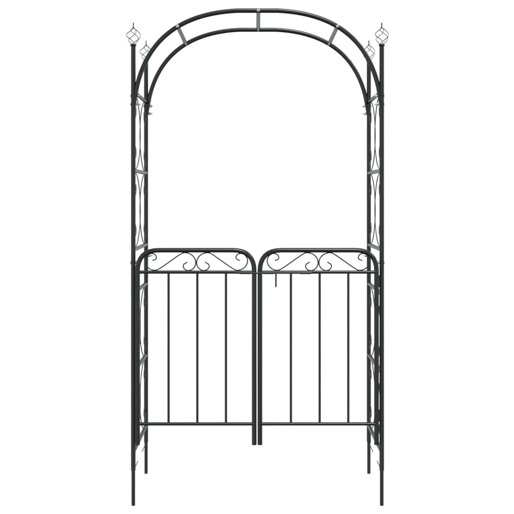 vidaXL Gartenbogen mit Tor Schwarz 108x45x235 cm Stahl