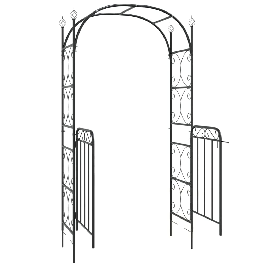 vidaXL Gartenbogen mit Tor Schwarz 108x45x235 cm Stahl