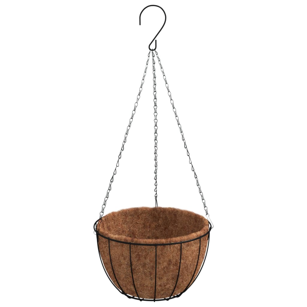 vidaXL Pflanzampeln 4 Stk. mit Kokoseinlagen Schwarz Ø 30x52 cm Stahl