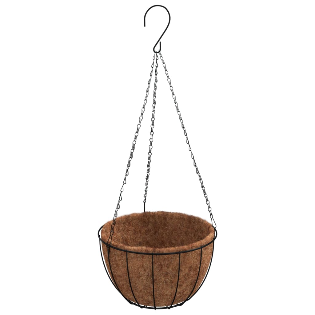 vidaXL Pflanzampeln 4 Stk. mit Kokoseinlagen Schwarz Ø 30x52 cm Stahl