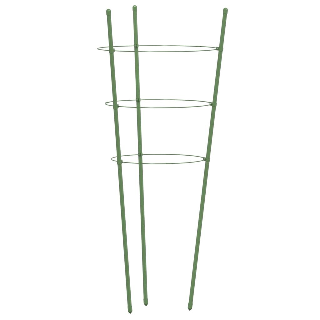 vidaXL Pflanzenstützen mit 3 Ringen 5 Stk. Grün 45 cm Stahl