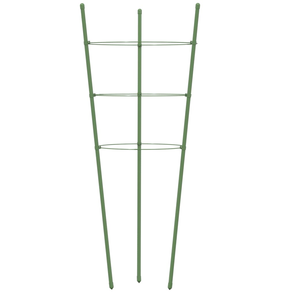 vidaXL Pflanzenstützen mit 3 Ringen 5 Stk. Grün 45 cm Stahl