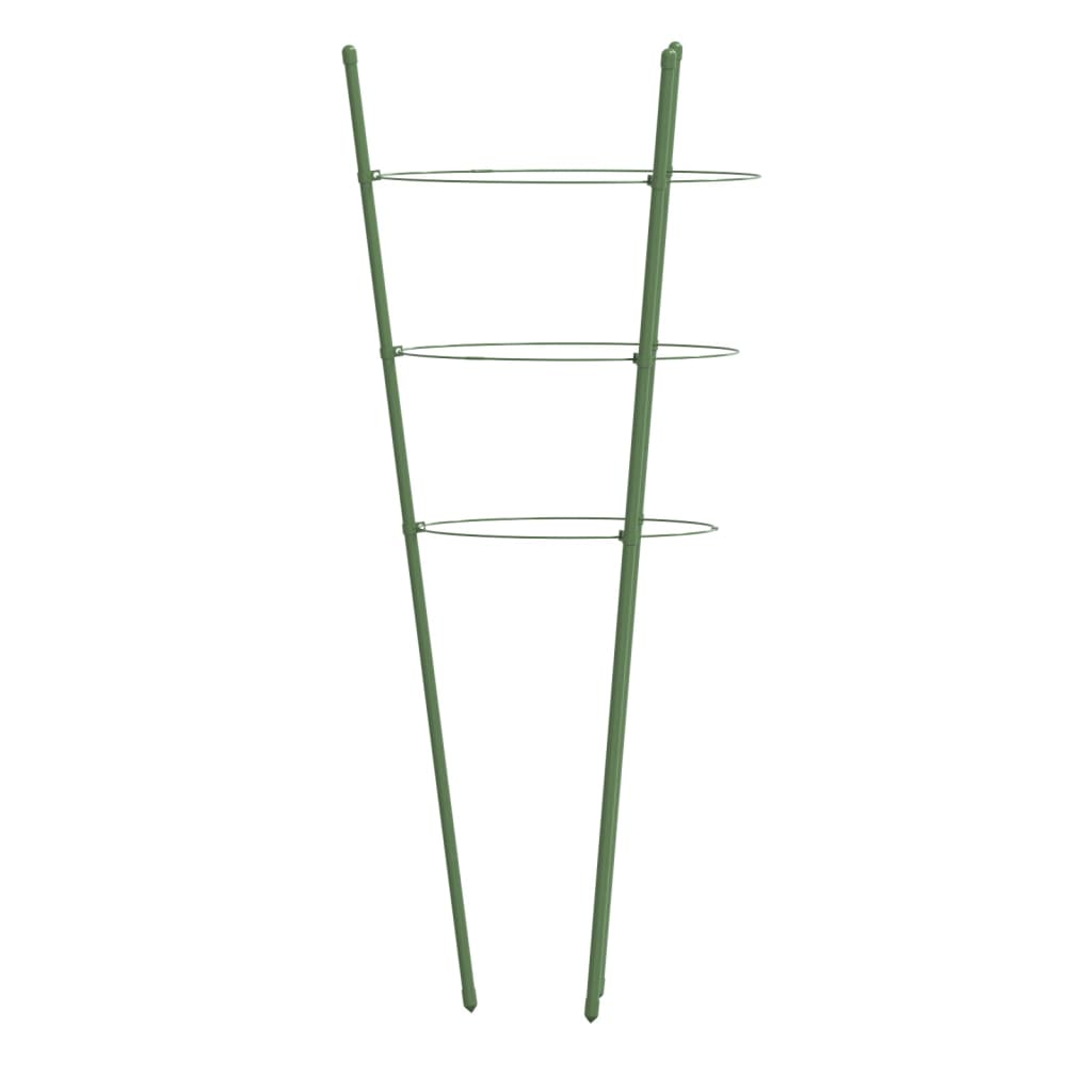 vidaXL Pflanzenstützen mit 3 Ringen 5 Stk. Grün 45 cm Stahl
