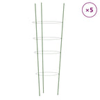 vidaXL Pflanzenstützen mit 4 Ringen 5 Stk. Grün 90 cm Stahl