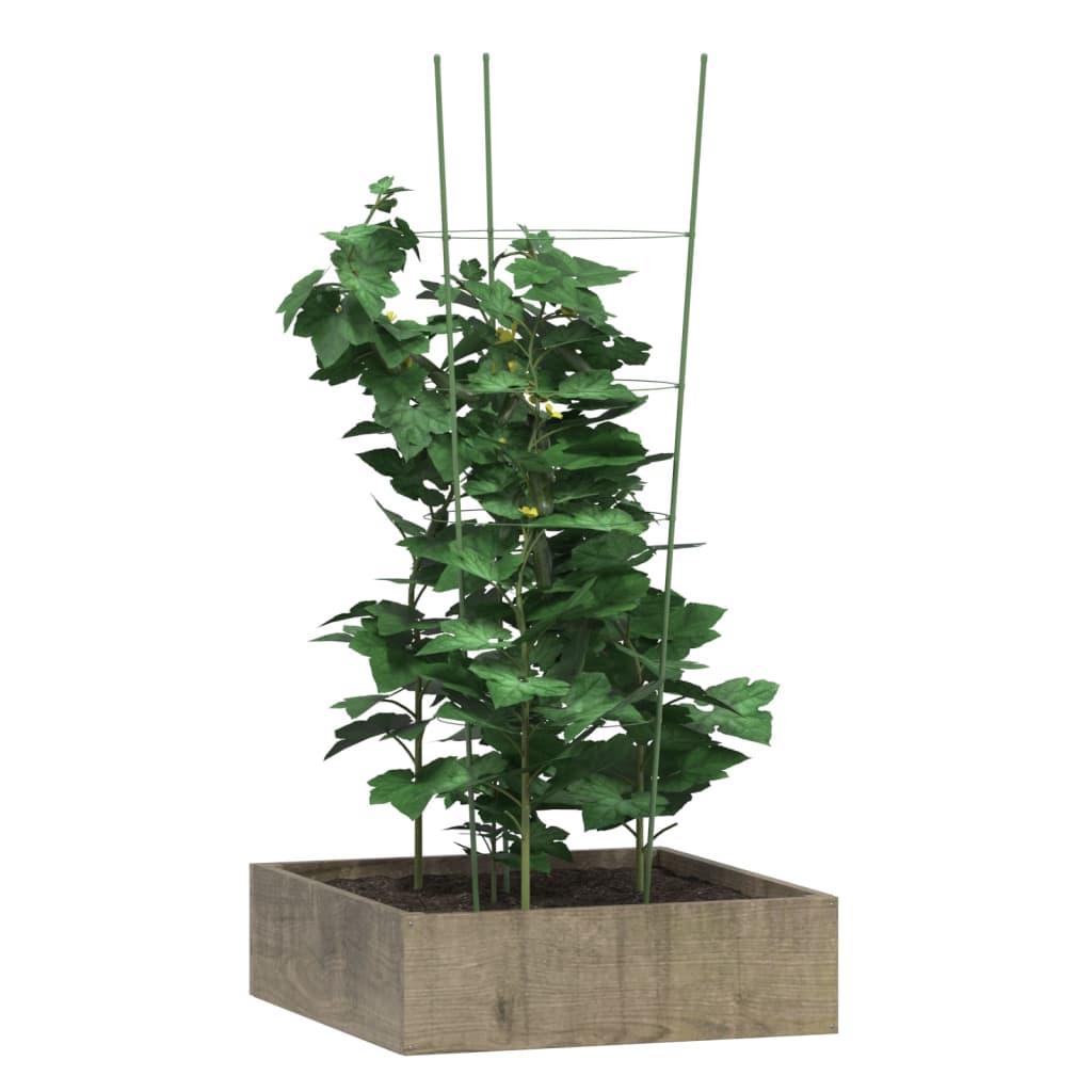 vidaXL Pflanzenstützen mit 4 Ringen 5 Stk. Grün 90 cm Stahl