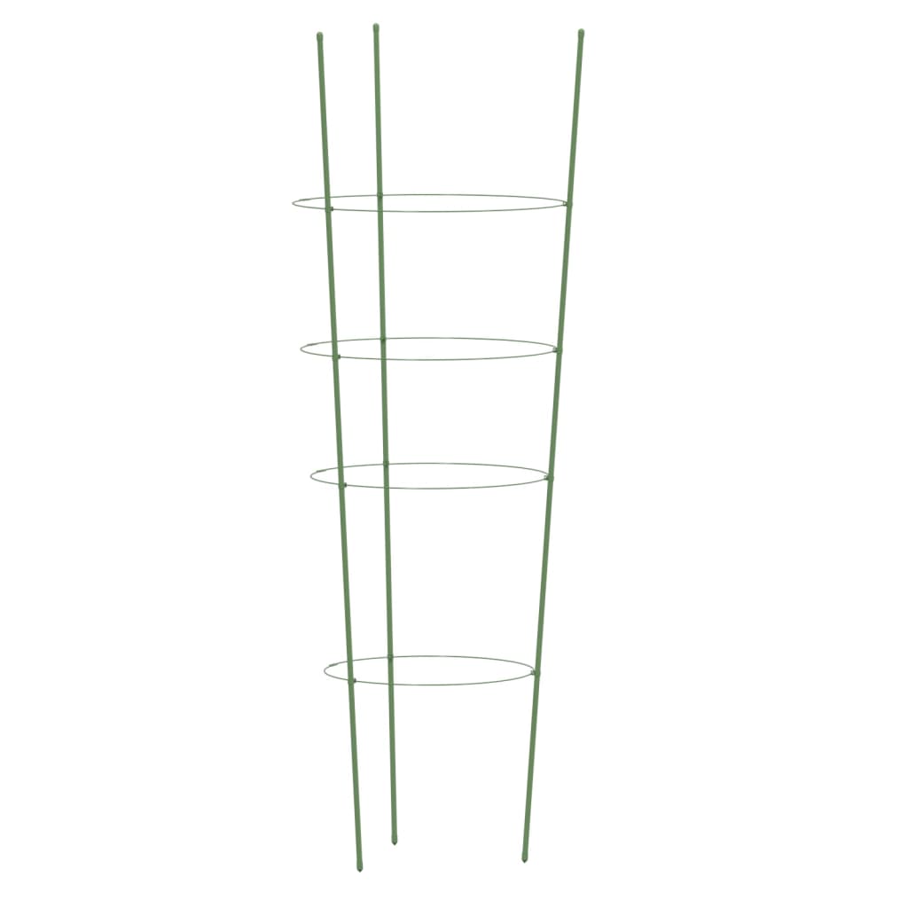 vidaXL Pflanzenstützen mit 4 Ringen 5 Stk. Grün 90 cm Stahl