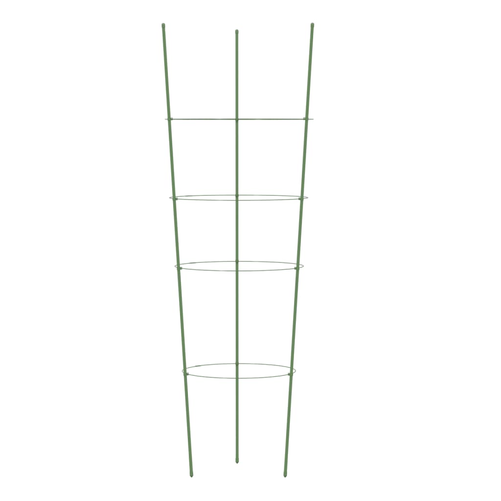 vidaXL Pflanzenstützen mit 4 Ringen 5 Stk. Grün 90 cm Stahl