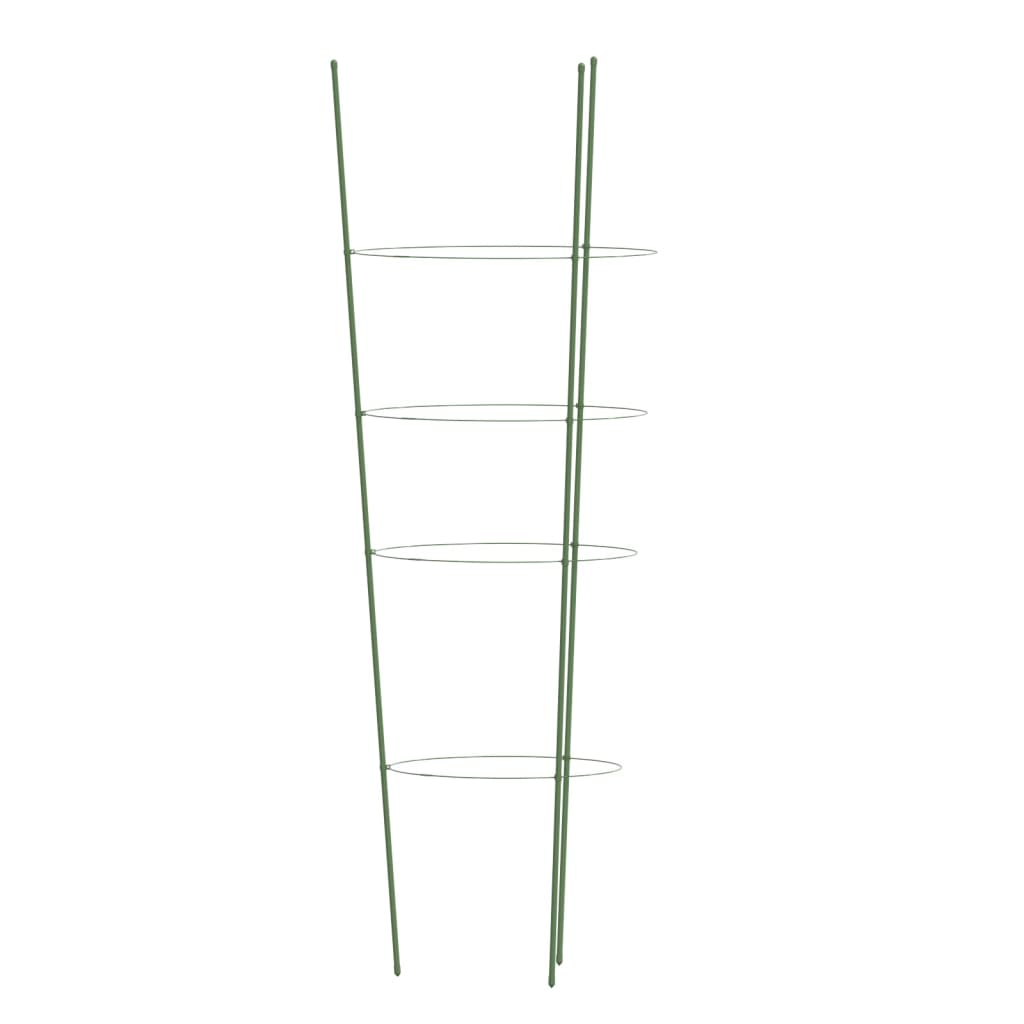 vidaXL Pflanzenstützen mit 4 Ringen 5 Stk. Grün 90 cm Stahl