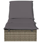 vidaXL Sonnenliege 1 Stk. mit Auflage Grau 201x55x62 cm Poly Rattan