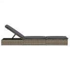 vidaXL Sonnenliege 1 Stk. mit Auflage Grau 201x55x62 cm Poly Rattan