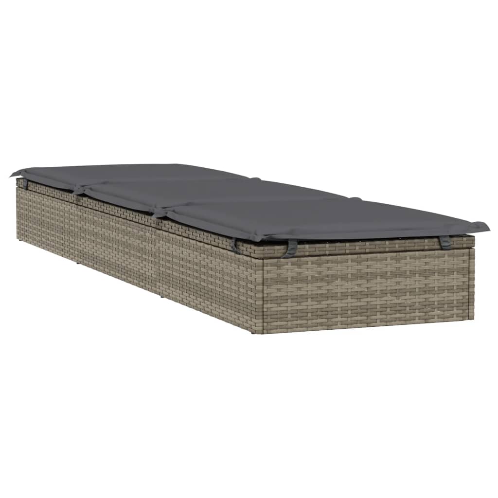 vidaXL Sonnenliegen 2 Stk. mit Tisch Grau Poly Rattan