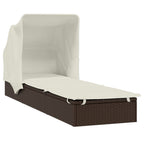 vidaXL Sonnenliege mit Faltdach Braun 213x63x97 cm Poly Rattan