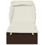 vidaXL Sonnenliege mit Faltdach Braun 213x63x97 cm Poly Rattan