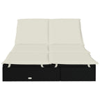 vidaXL Sonnenliege für 2 Personen mit Auflage Schwarz Poly Rattan