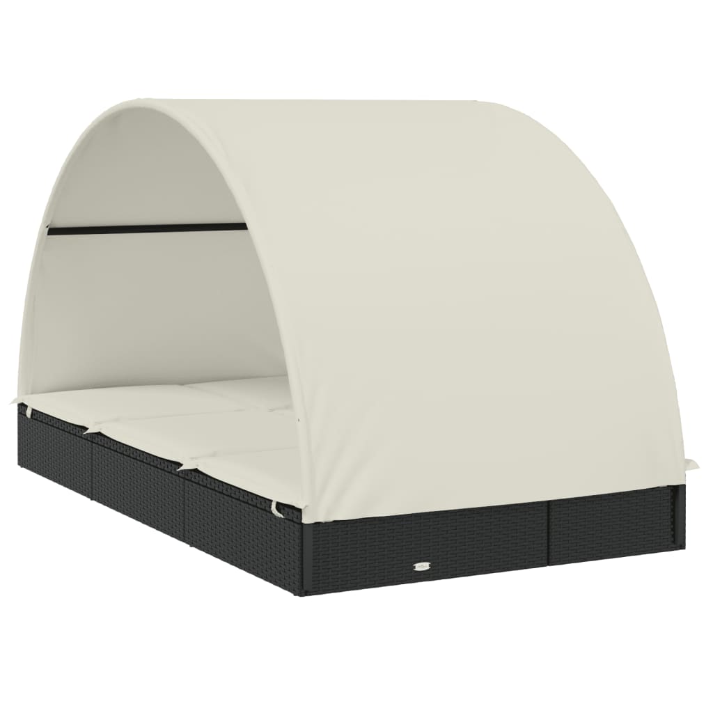 vidaXL Sonnenliege für 2 Personen mit Runddach Schwarz 211x112x140 cm
